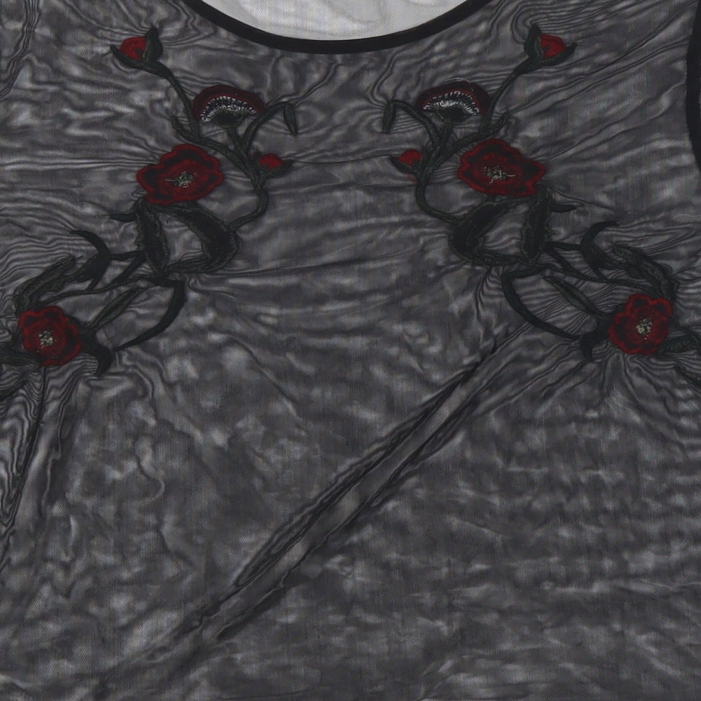 Quiz Womens Black Floral Basic Blouse Size 12