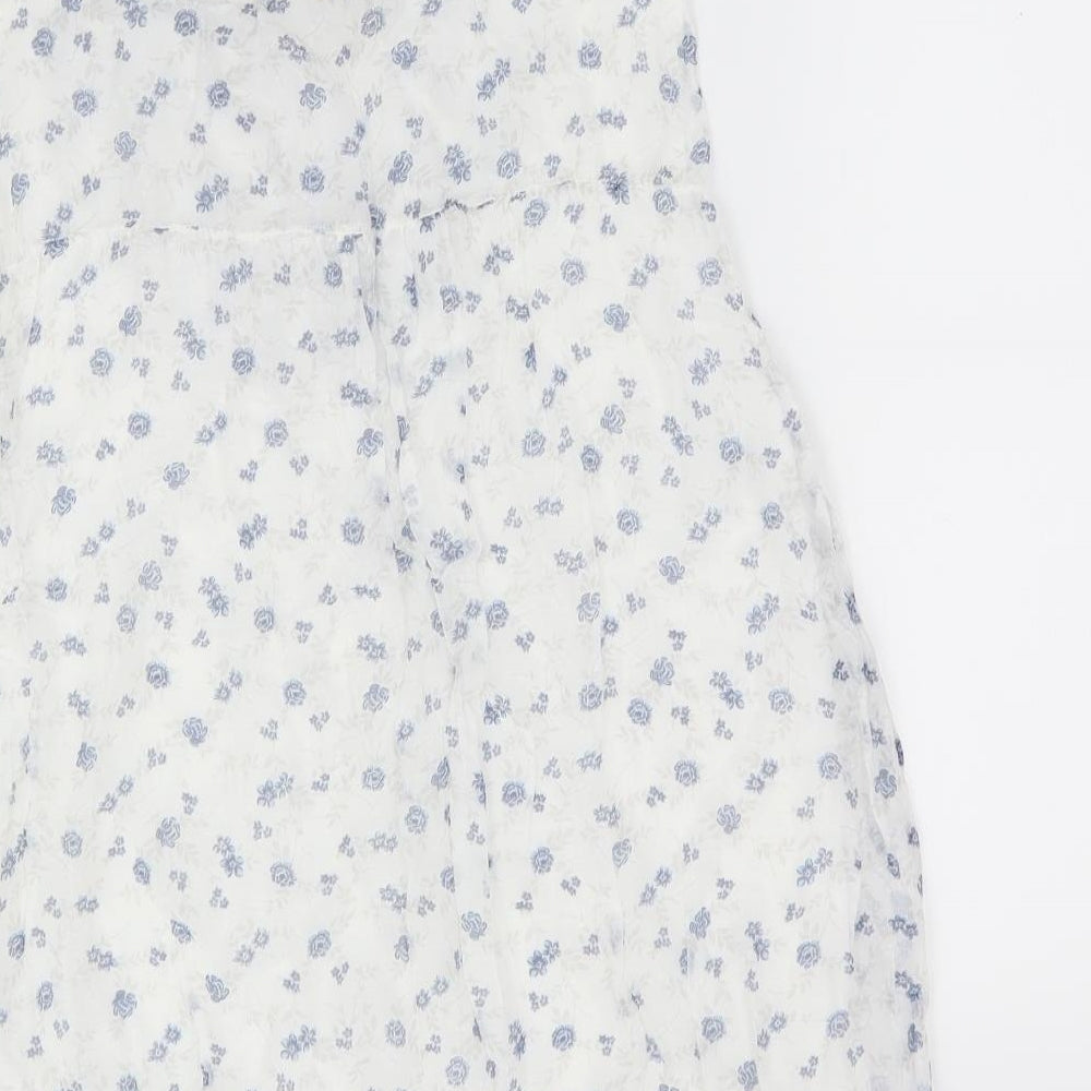 Giusy Womens White Floral Basic Blouse Size M