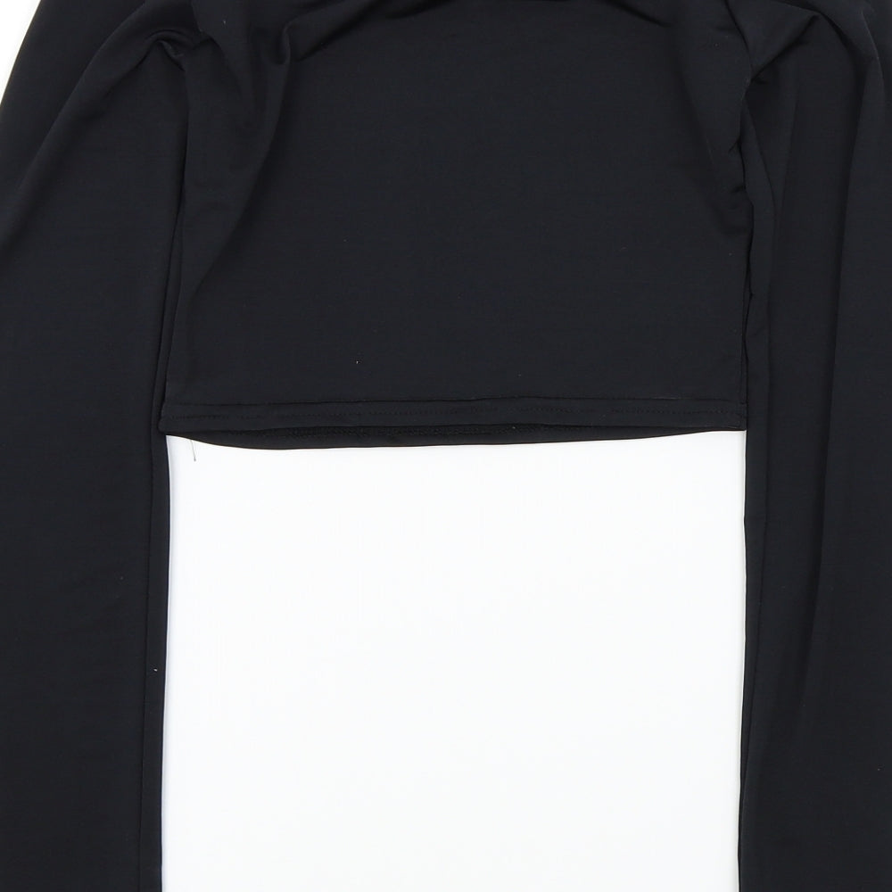 PRETTYLITTLETHING Womens Black Colourblock Basic T-Shirt Size 8