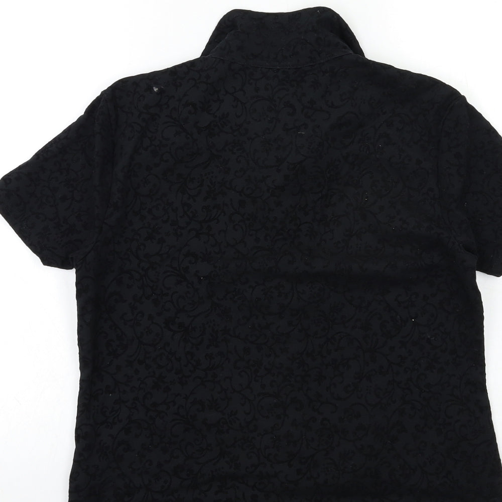 ragazza Womens Black Floral Basic Button-Up Size XL