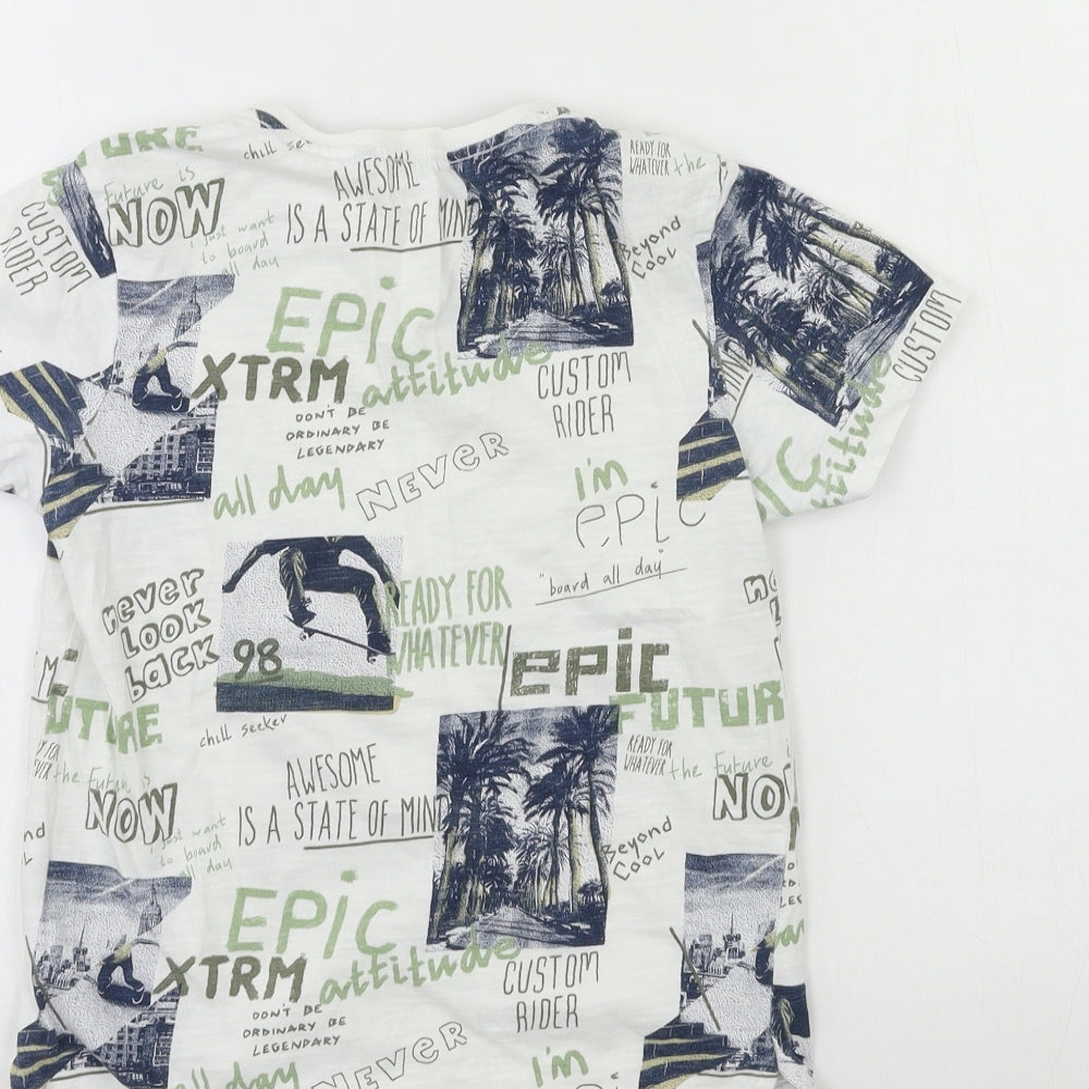 George Boys White Geometric Basic T-Shirt Size 8-9 Years