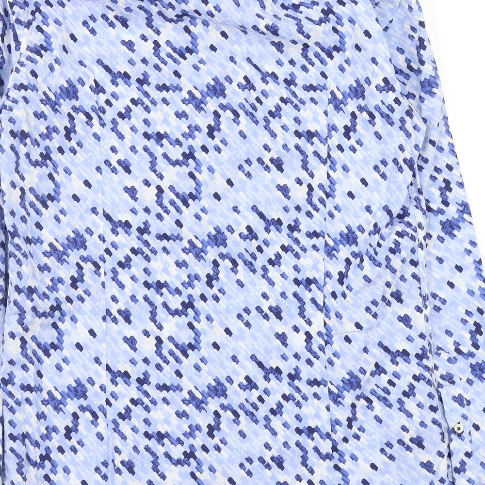 steel&jelly Mens Blue Geometric Button-Up Size S