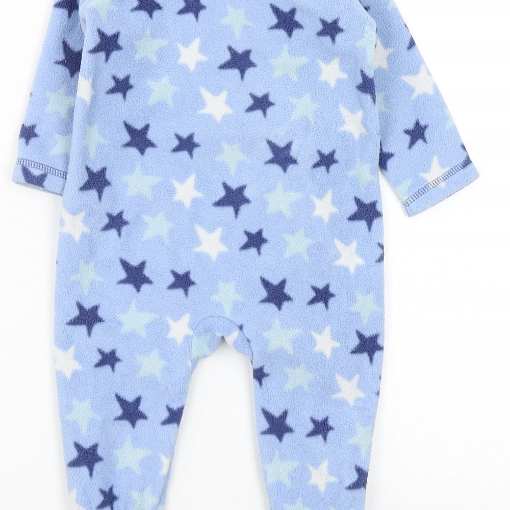 Asda George Boys Blue Solid Babydoll One Piece Size 6-9 Months - star detail