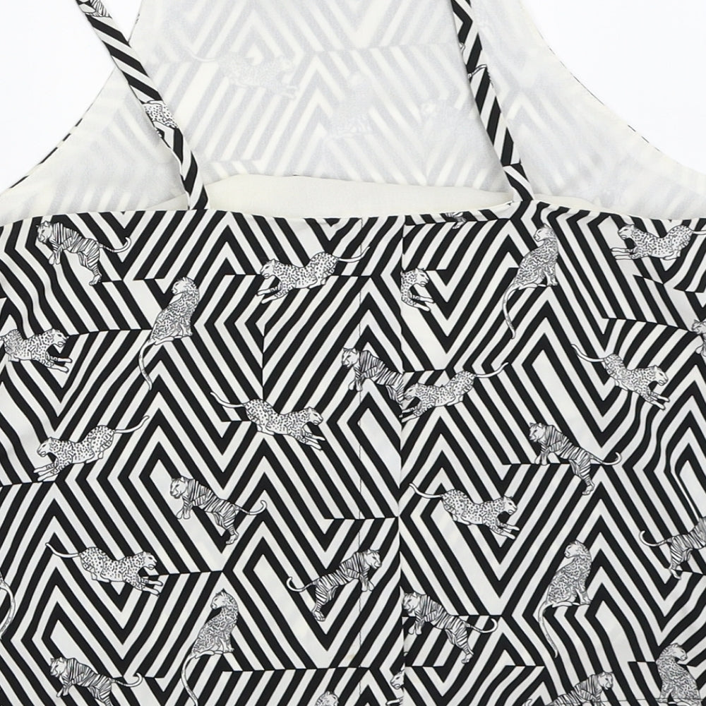 Topshop Womens White Geometric Basic Blouse Size 8