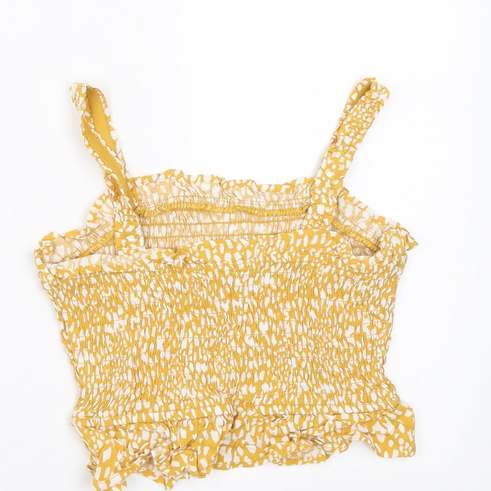 Primark Girls Yellow Geometric Basic Blouse Size 8-9 Years - Cropped