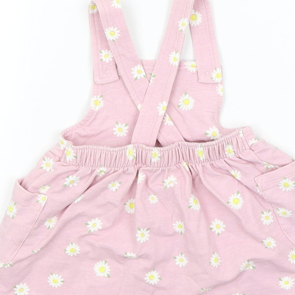 Nutmeg Baby Pink Floral Pinafore/Dungaree Dress Size 3-6 Months