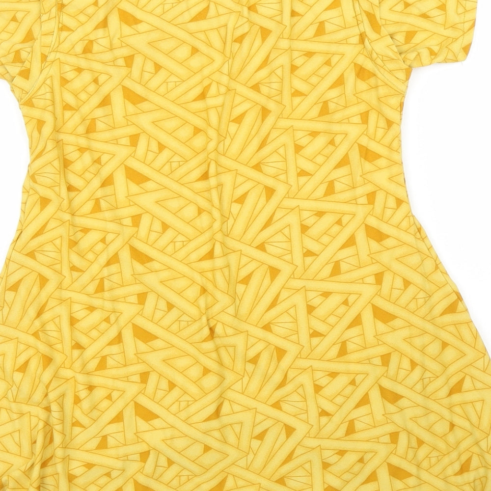 Preworn Girls Yellow Geometric Tunic T-Shirt Size L