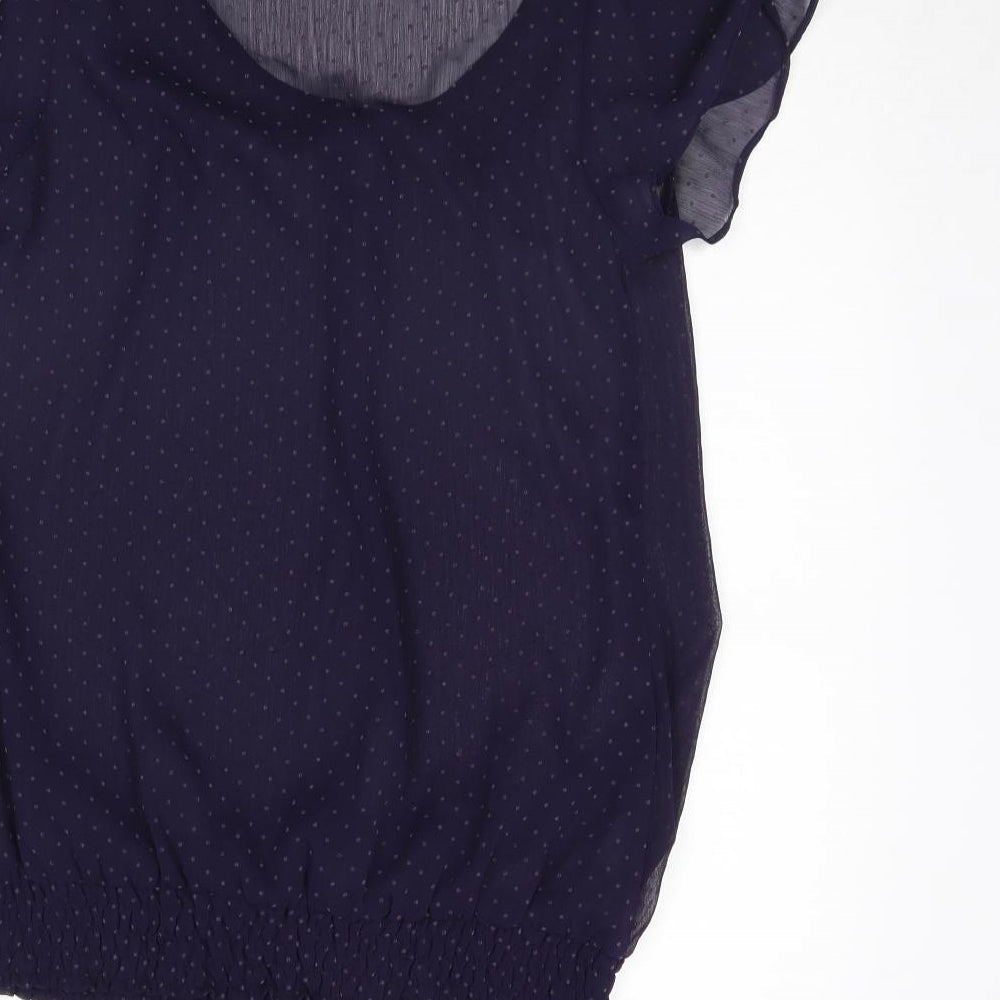 Atmosphere Womens Blue Polka Dot Basic Blouse Size 8
