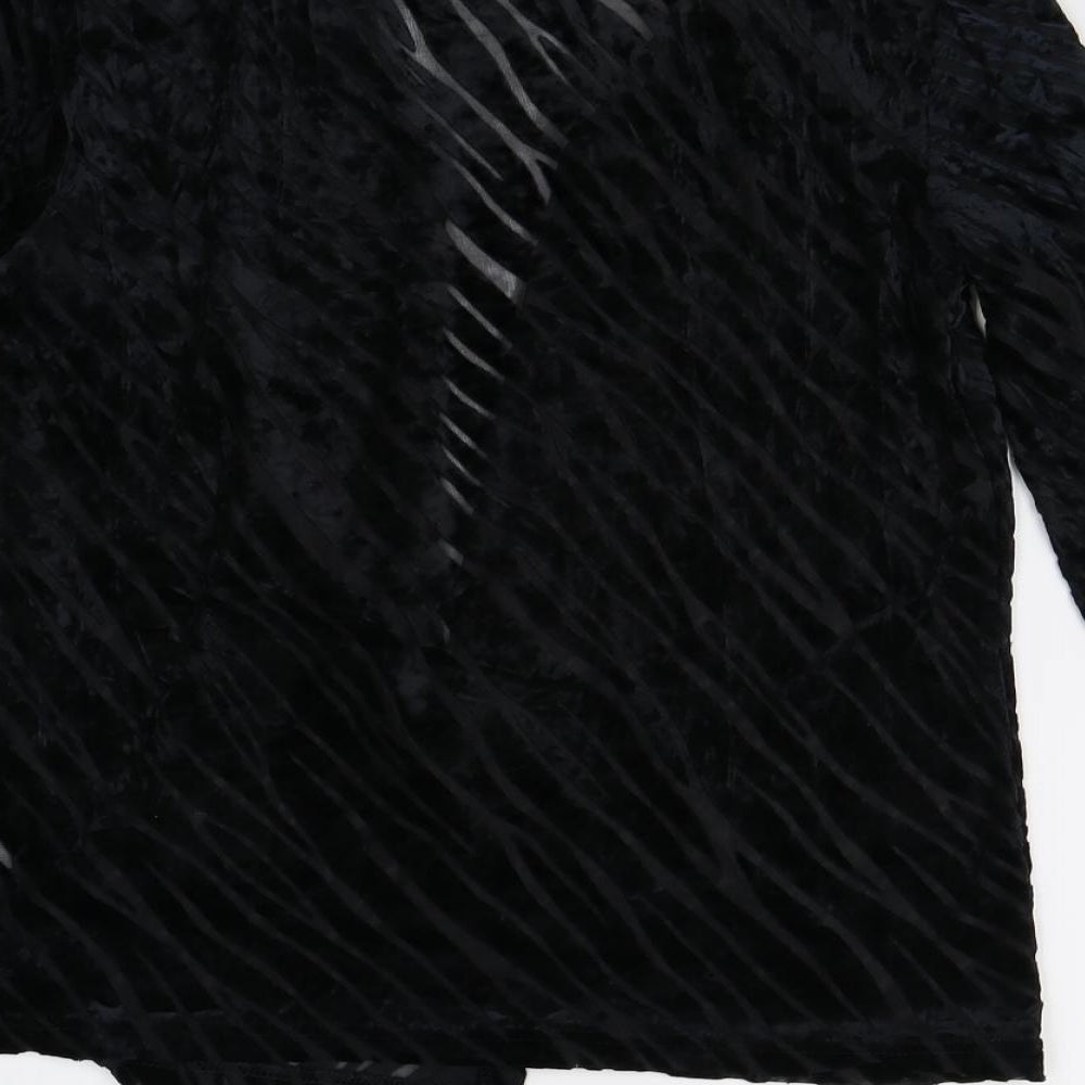 Falcini Womens Black Animal Print Basic Blouse Size 10