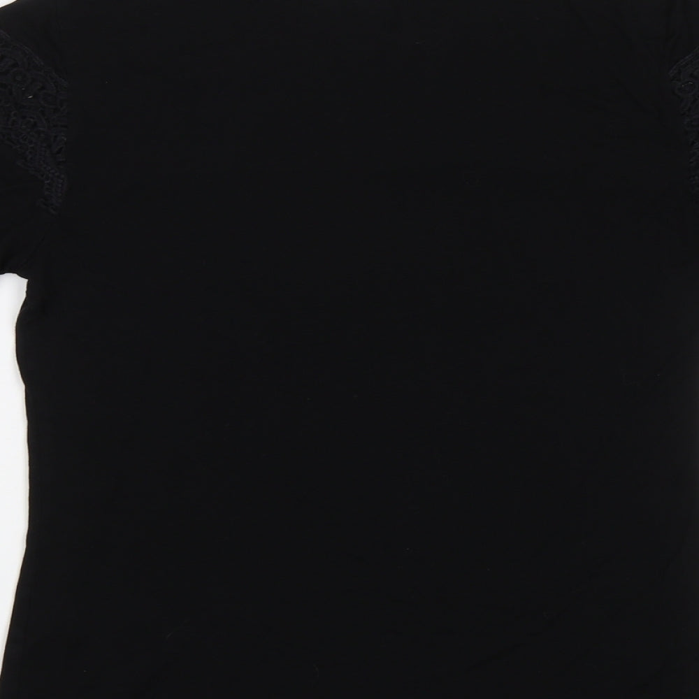 Be You Womens Black Basic T-Shirt Size 8