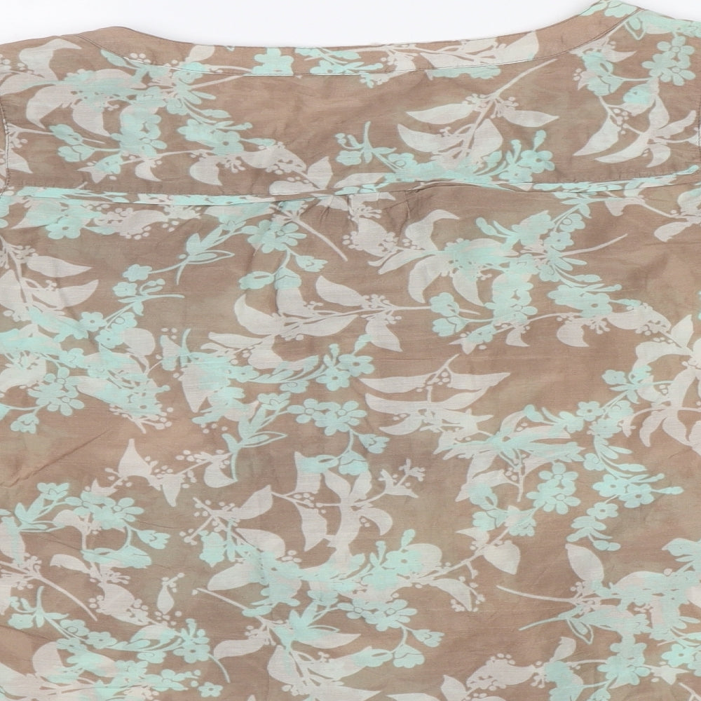 M&S Womens Beige Floral Basic Blouse Size 10