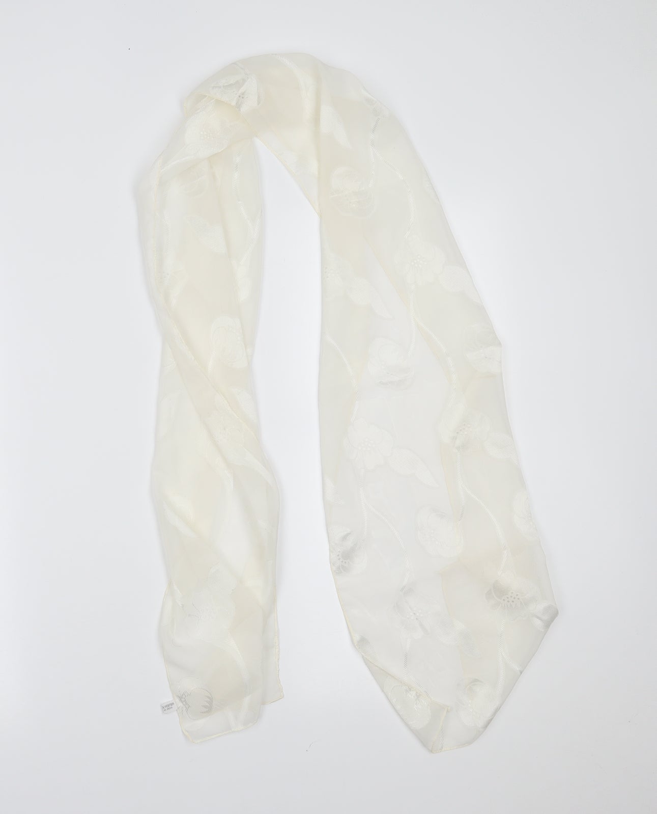 Preworn Womens White Floral Scarf