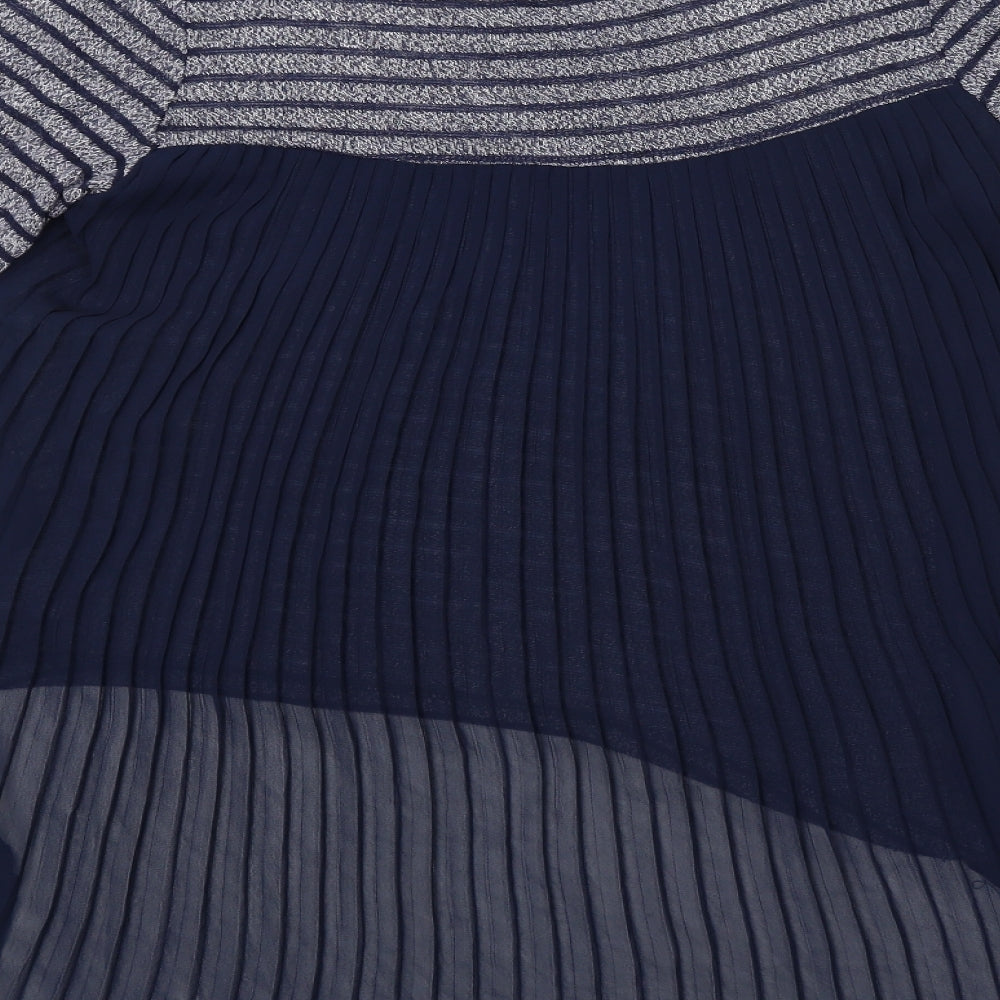 Quiz Womens Blue Striped Basic Blouse Size 10