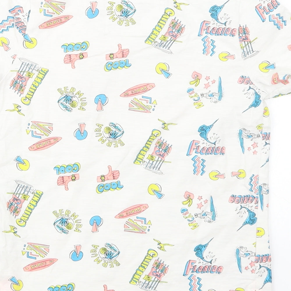 TU Boys White Geometric Basic T-Shirt Size 6 Years