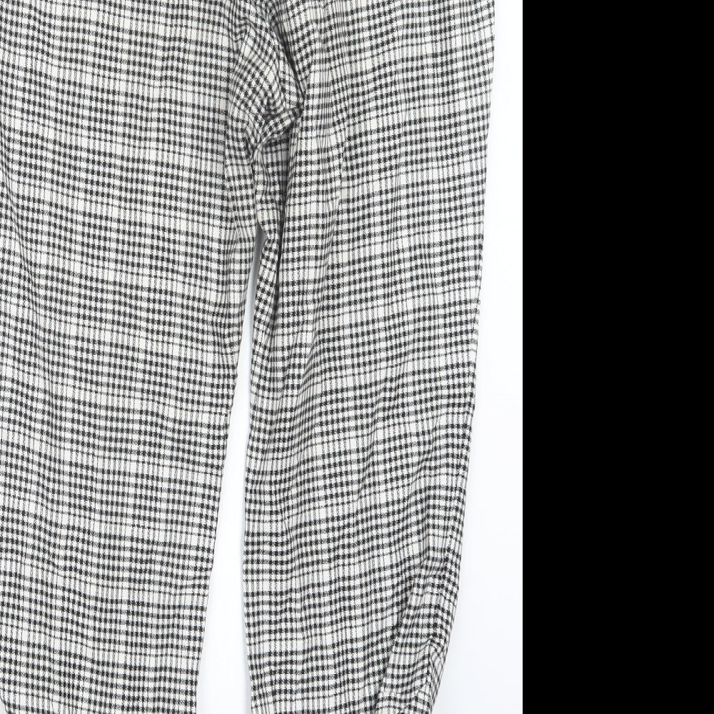 ASOS Womens Black Check Trousers Size 16 L28 in