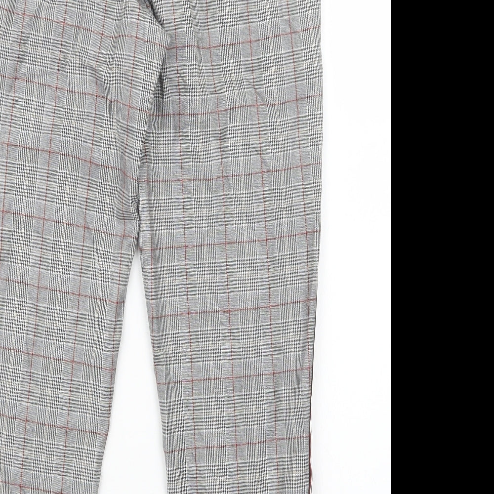 Primark Womens Grey Houndstooth Trousers Size 6 L25 in