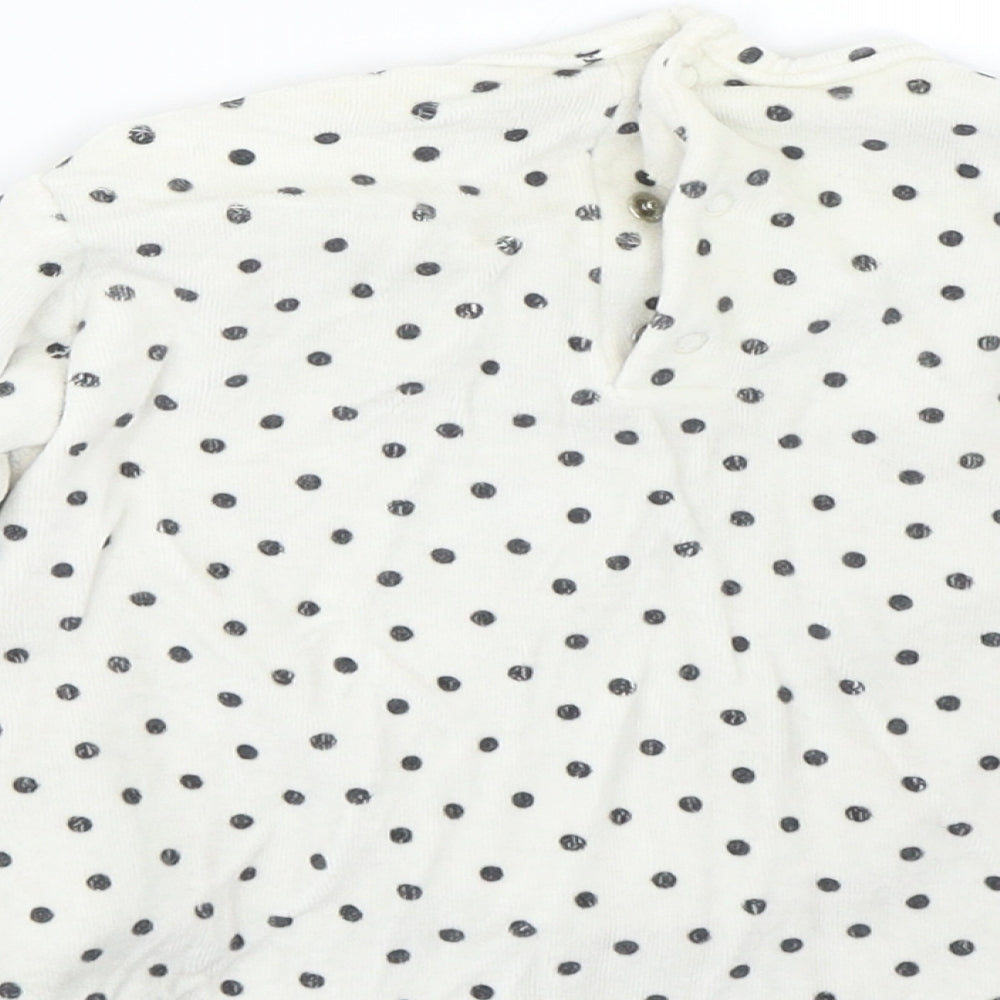 Preworn Baby White Spotted Pullover Jumper Size 24 Months - Cat
