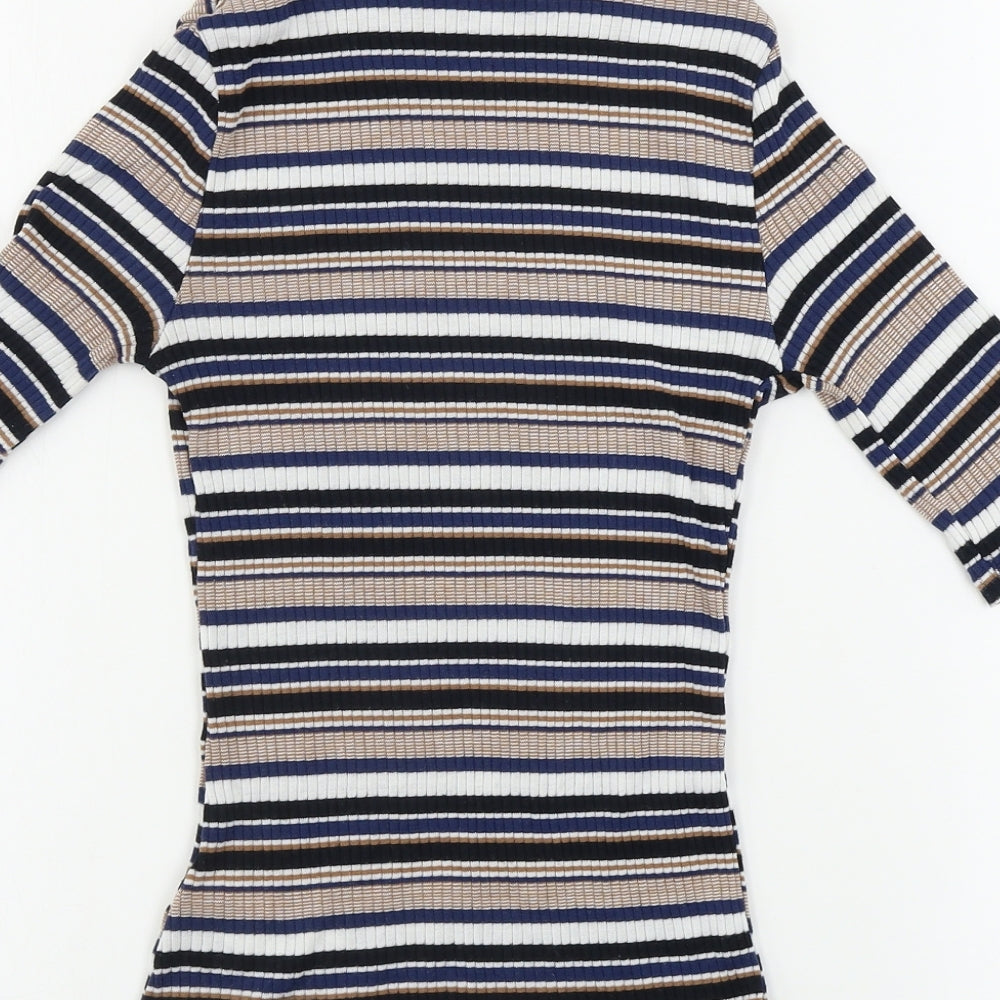 New Look Womens Beige Striped Basic T-Shirt Size 8