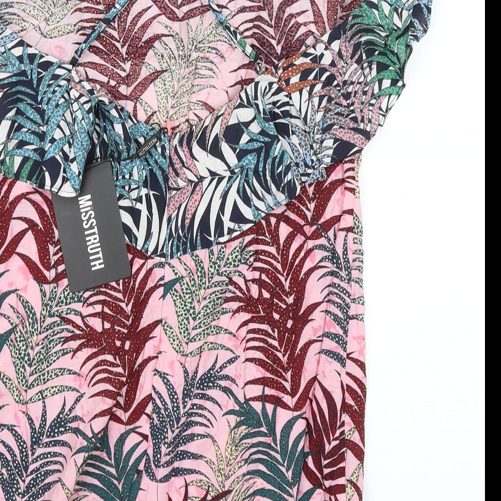 Misstruth Womens Pink Floral Basic Blouse Size 8