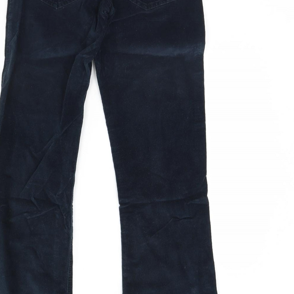 Denim & Co. Womens Blue Velour Trousers Size 10 L30 in