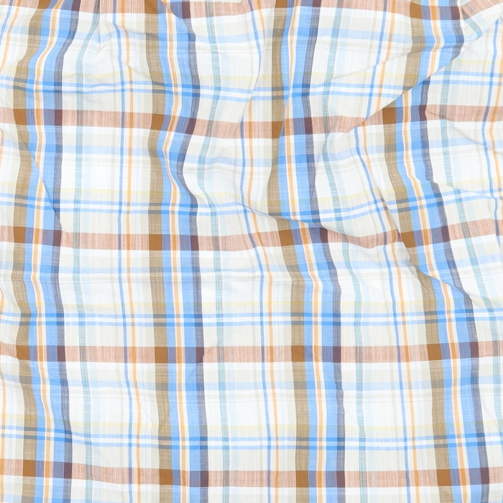Peter England Mens Blue Check Button-Up Size M
