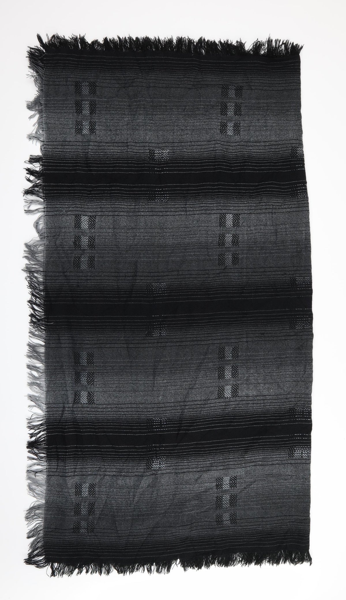 Preworn Womens Black Striped Shawl/Wrap