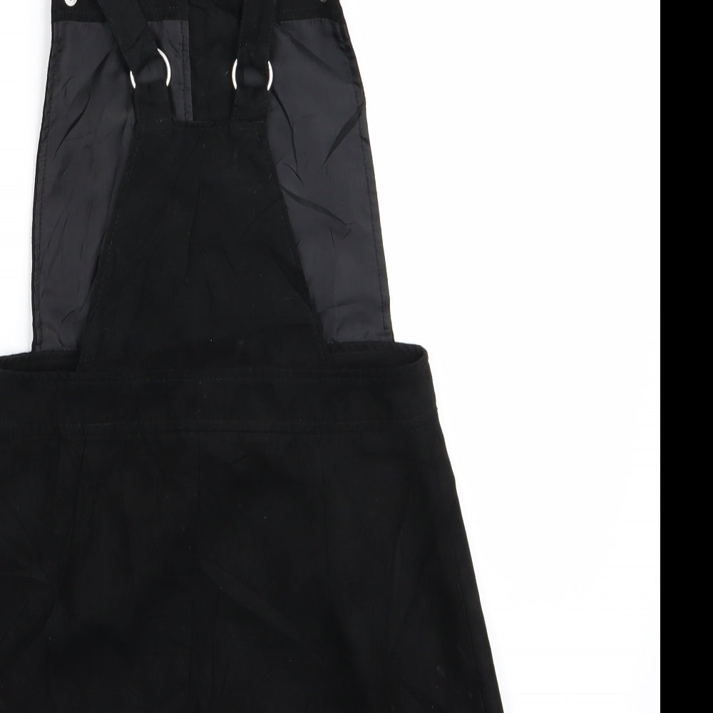 Divided Womens Black Pinafore/Dungaree Dress Size 6 - Suede Effect