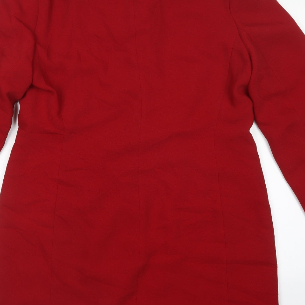Gina Womens Red Overcoat Coatigan Size 16