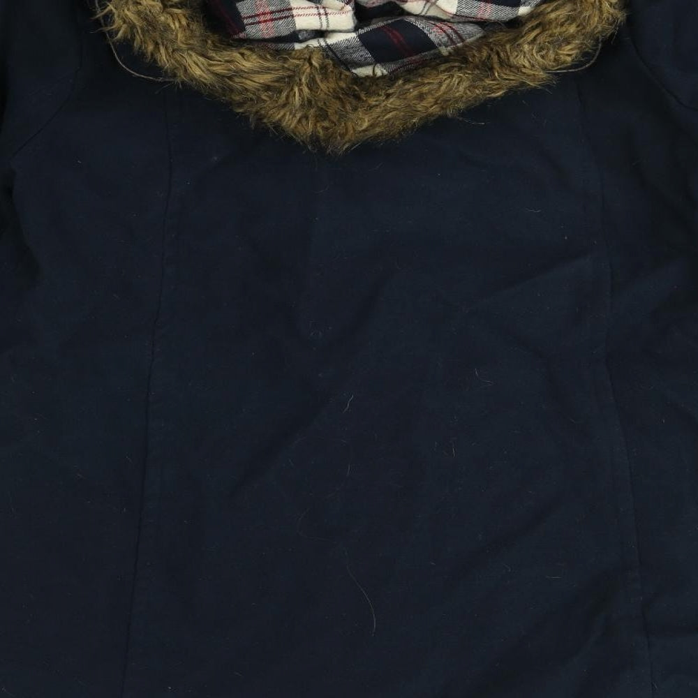 Internationale Womens Blue Parka Coat Size 12