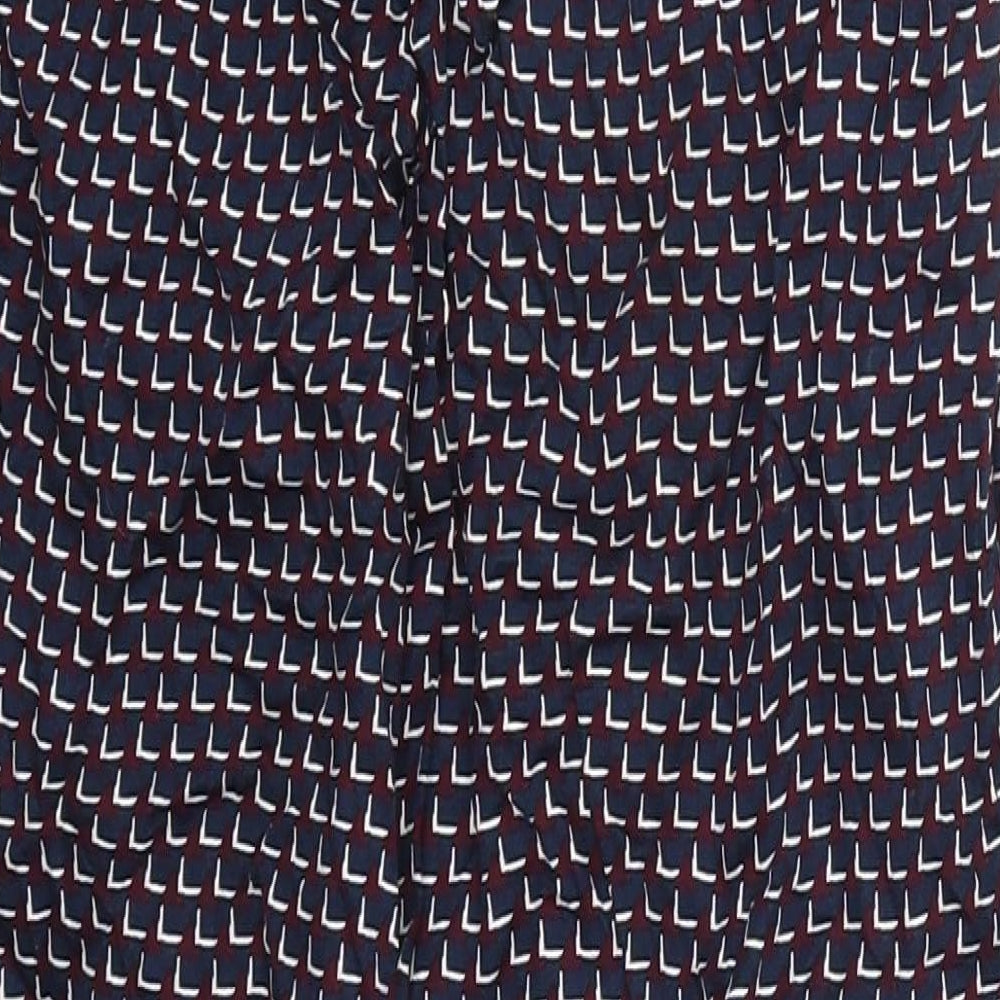 Marks & Spencer Womens Red Geometric Trousers Size S L27 in - Blue