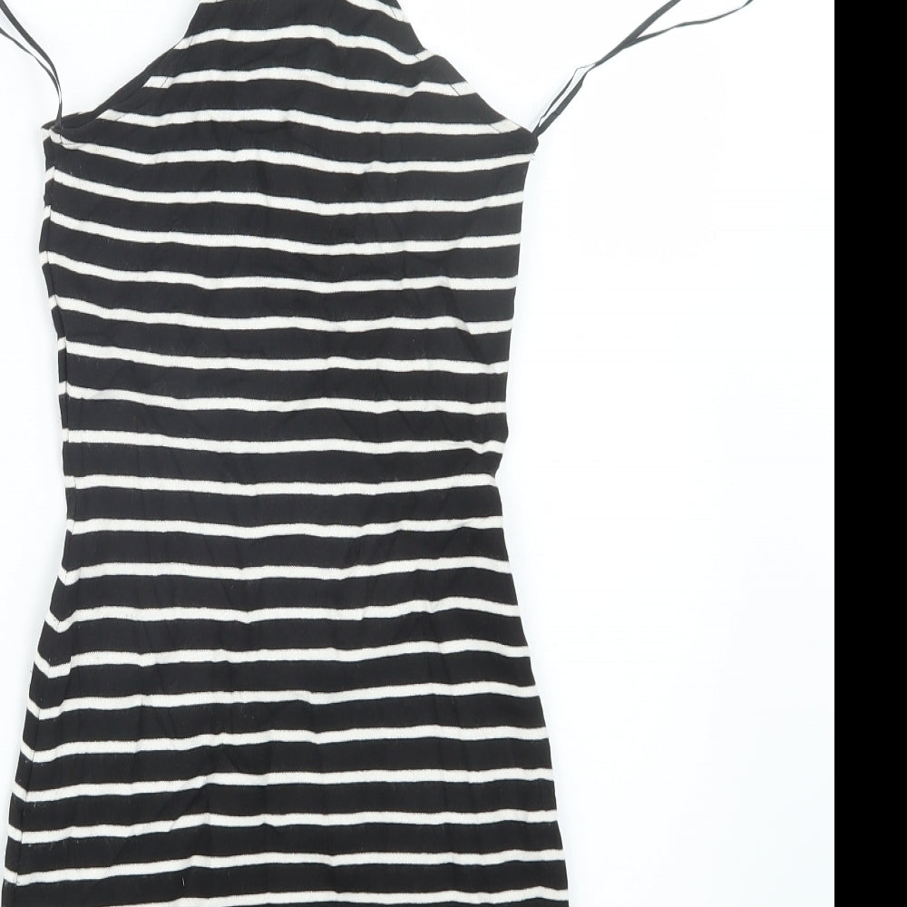 Topshop Womens Black Striped Mini Size 4