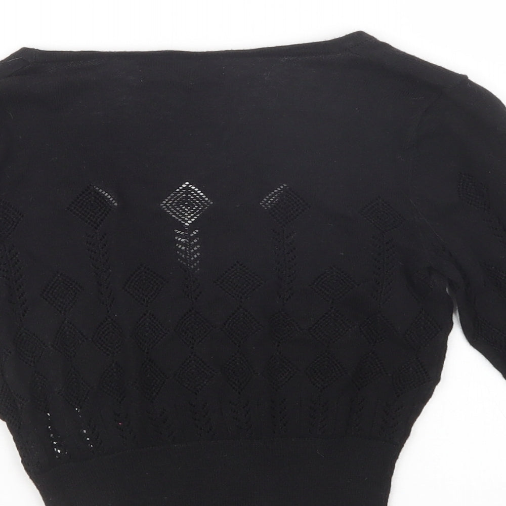 ICHI Womens Black Knit Cape Jumper Size XS