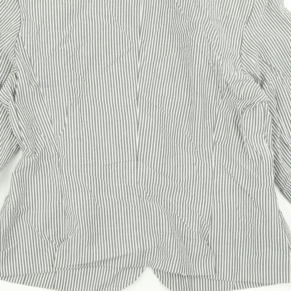 Elegance Womens Grey Striped Jacket Blazer Size 10