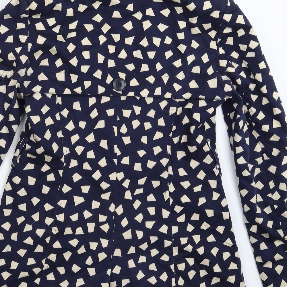 Debenhams Womens Blue Geometric Pea Coat Coat Size 10