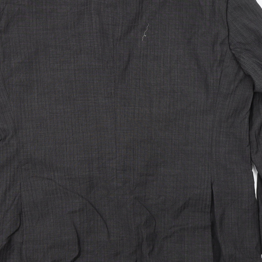 Marks & Spencer Mens Black Striped Jacket Suit Size 42