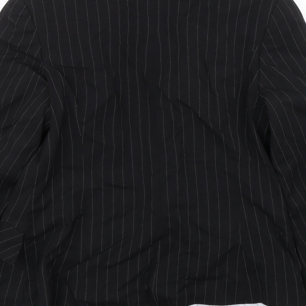 Marks & Spencer Womens Black Striped Jacket Suit Size 14