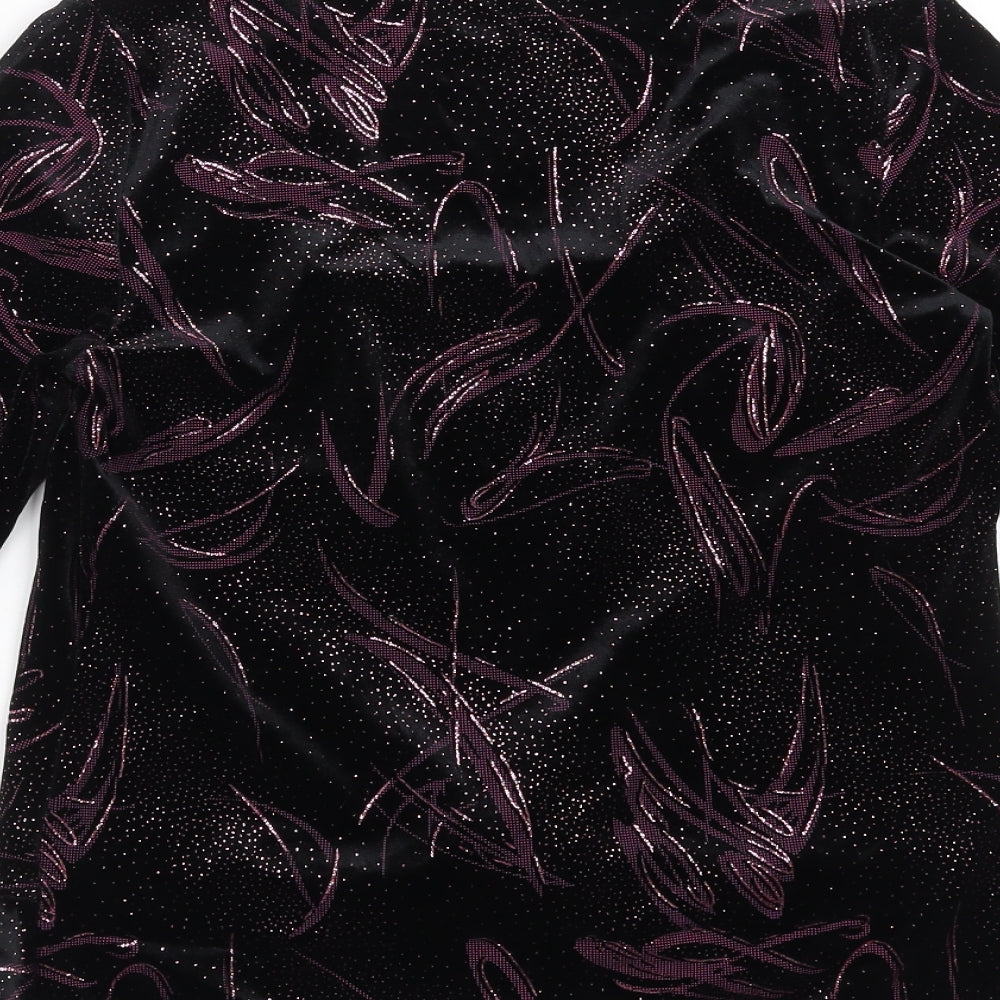 BM Womens Black Geometric Basic Blouse Size 12 - Twist front