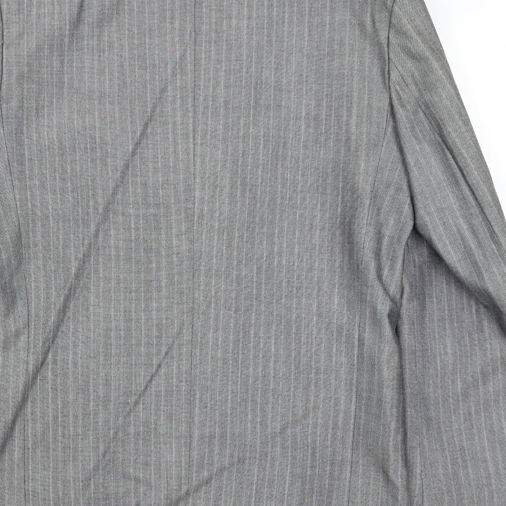 Preworn Mens Grey Striped Jacket Blazer Size L