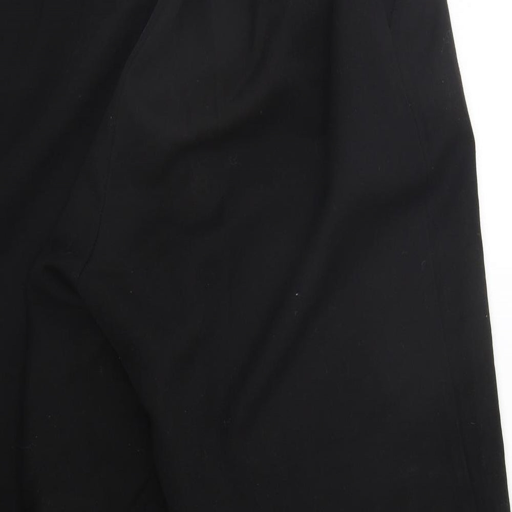 Preworn Womens Black Trousers Size 14 L20 in - Elasticated Waist