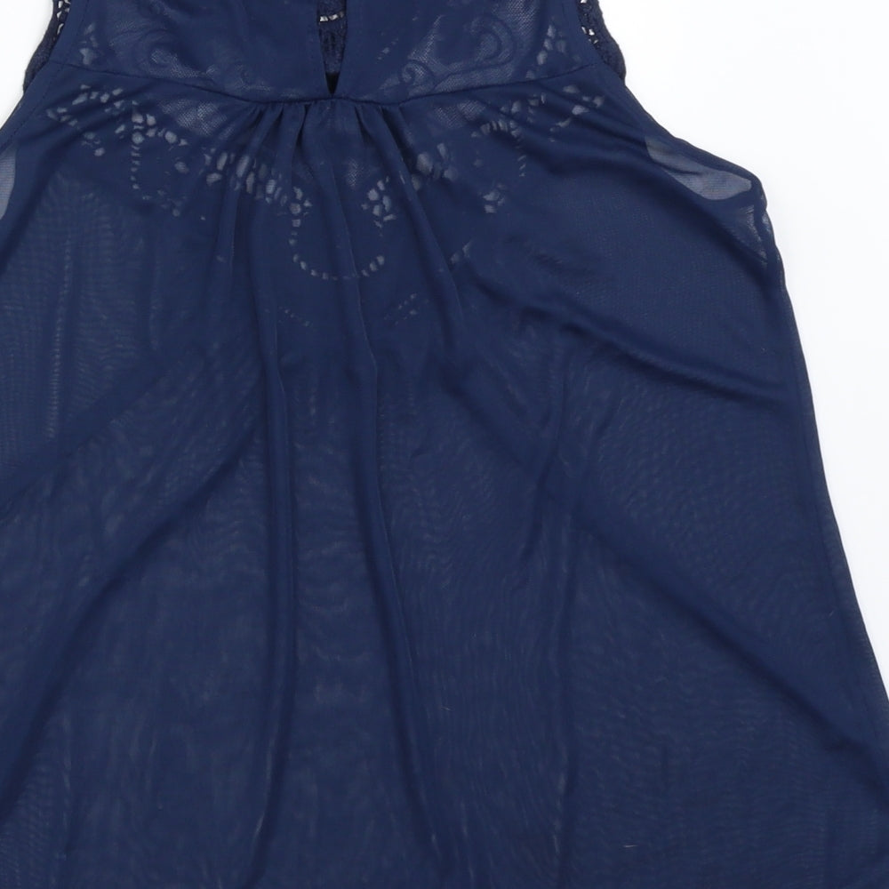 Atmosphere Womens Blue Mesh Basic Blouse Size 6