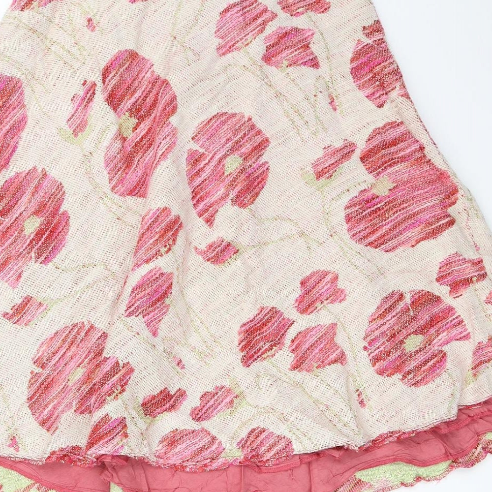 White Edition Womens Pink Floral Flare Skirt Size 12