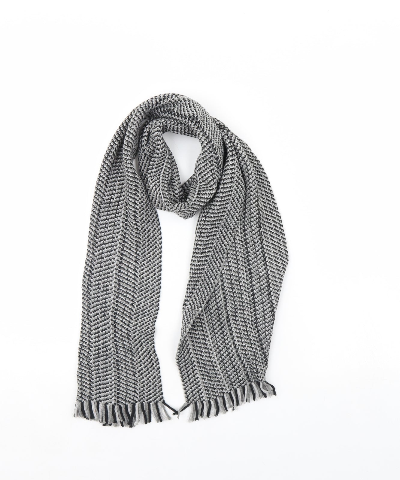 Preworn Womens Black Herringbone Scarf