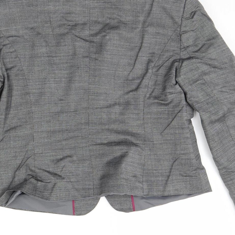 m&s Womens Grey Jacket Blazer Size 14 - Shoulder Pads