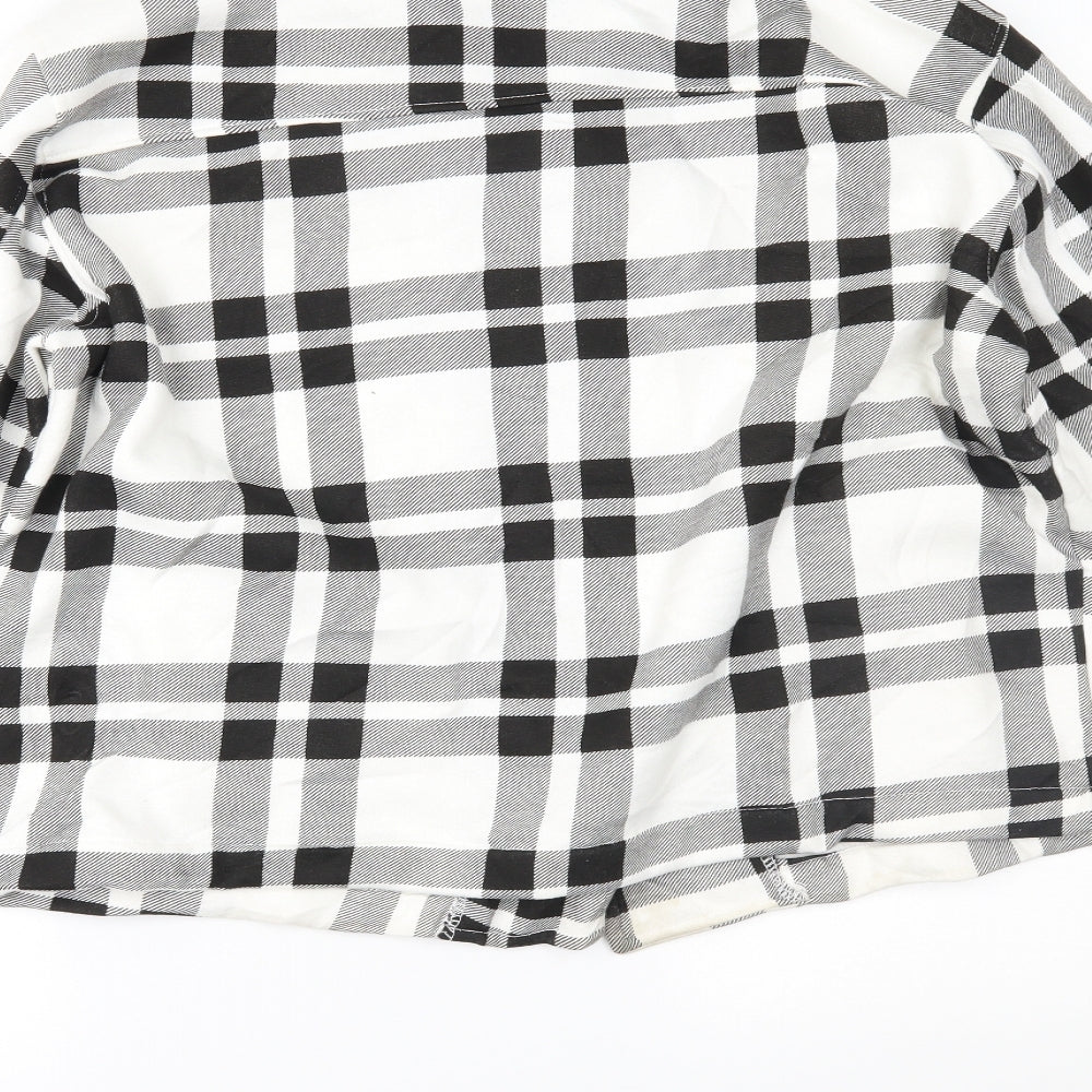 crazy girls Womens White Plaid Jacket Size S