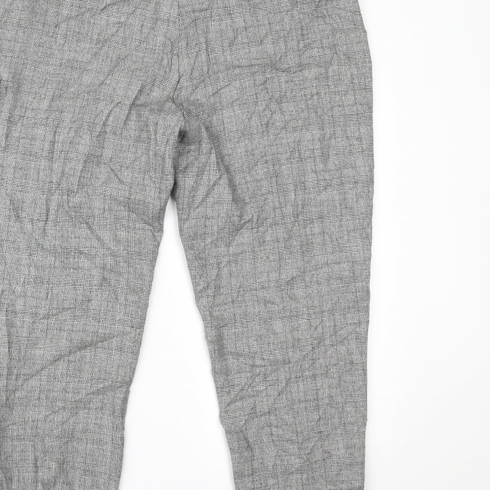 Marks & Spencer Womens Grey Houndstooth Trousers Size 14 L23 in