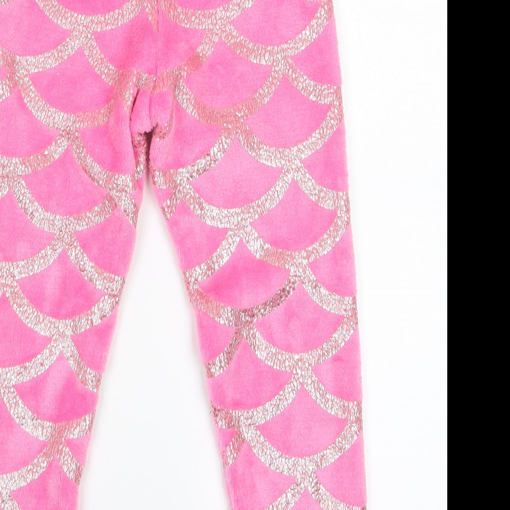 Preworn Girls Pink Geometric Pyjama Pants Size 7 Years