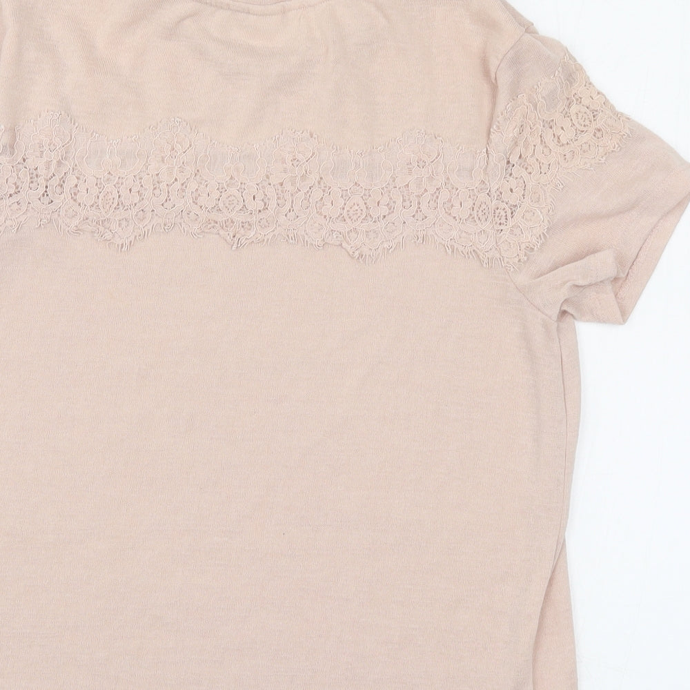H&M Womens Ivory Floral Jersey Blouse Size M