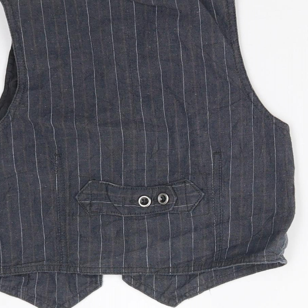 Next Boys Blue Striped Gilet Waistcoat Size 4 Years