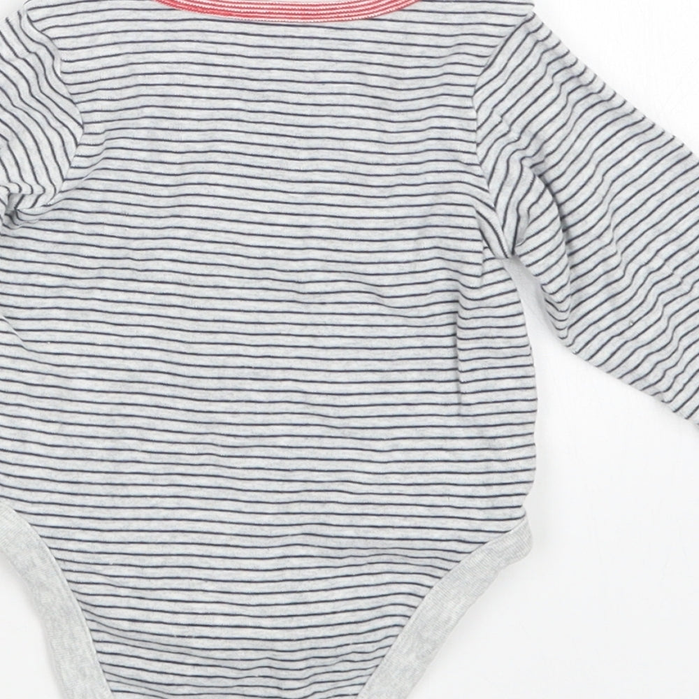 Marks and Spencer Boys Grey Striped Babygrow One-Piece Size 3-6 Months