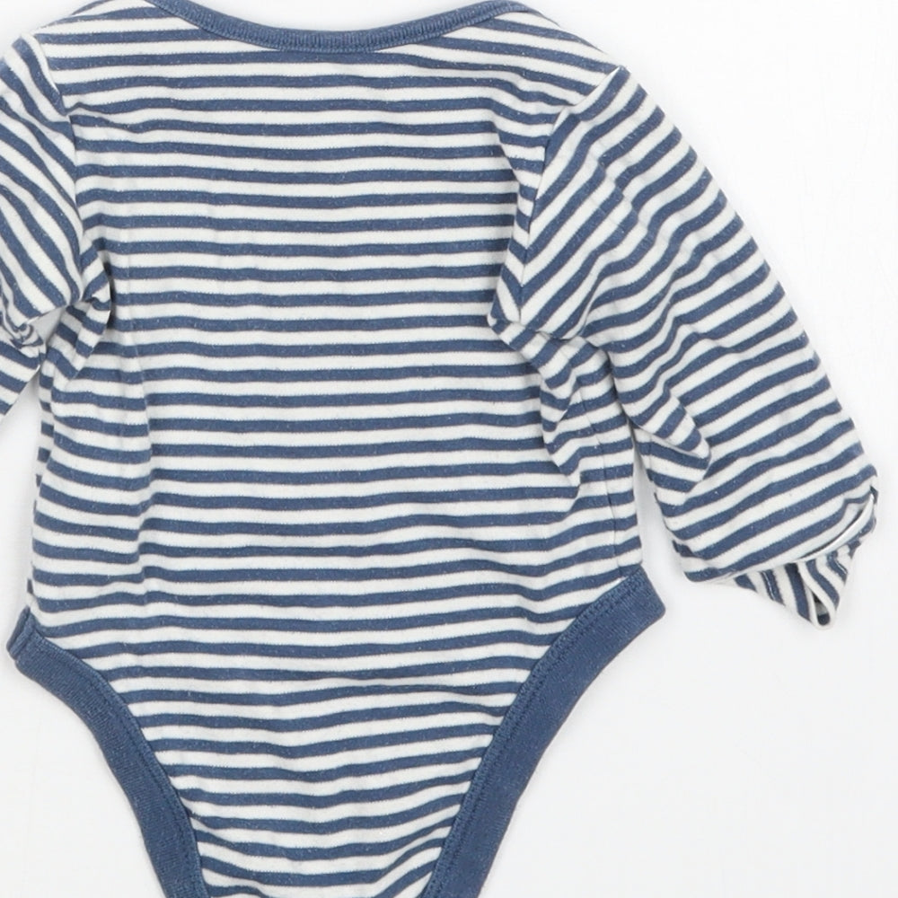 Marks and Spencer Boys Blue Striped Babygrow One-Piece Size 3-6 Months